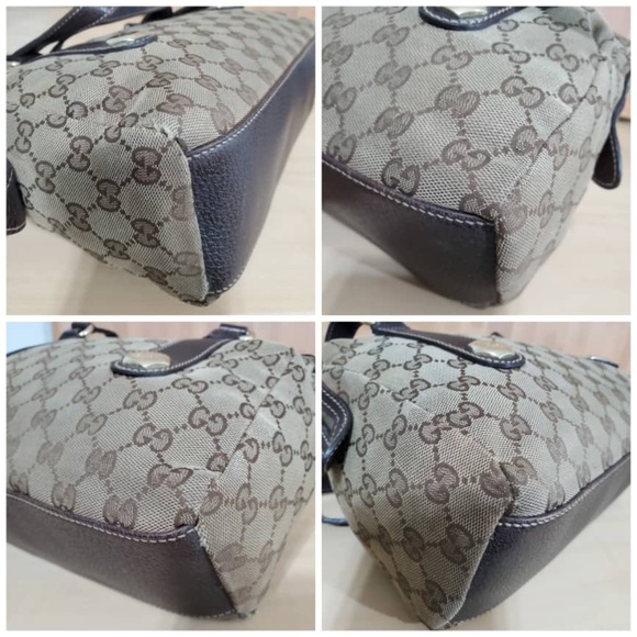Authentic GUCCI Beige/Brown GG Canvas Charmy Boston Bag - Picture 7 of 11